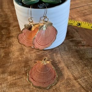 Shell Earrings & Pendant with Gold Edging Set